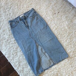 Abercrombie & Fitch Blue Denim Midi Skirt